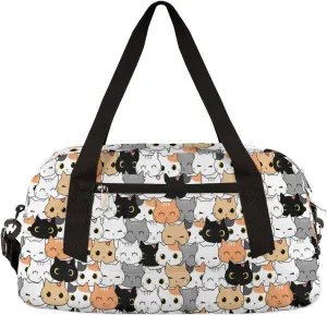 Cute Cats Kitten Duffel Bag for Kids - Sport Gym Overnight Weekender Tote Teen Dance Travel Gymnastic