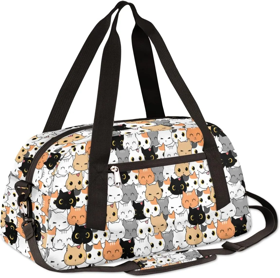 Cute Cats Kitten Duffel Bag for Kids - Sport Gym Overnight Weekender Tote Teen Dance Travel Gymnastic