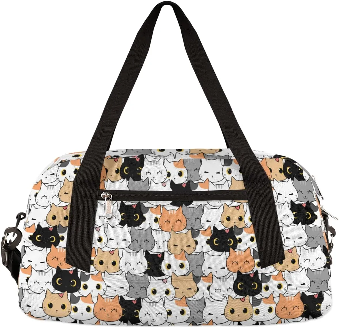 Cute Cats Kitten Duffel Bag for Kids - Sport Gym Overnight Weekender Tote Teen Dance Travel Gymnastic