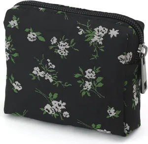 Cute Floral Jacquard Makeup Bag - Portable Cosmetic Pouch for Women, Small Toiletry Bag with Zipper, Skincare Case, Makeup Organizer, Purse & Coin Purse, Perfect for Storage and Travel