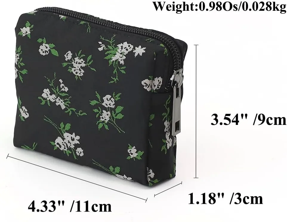 Cute Floral Jacquard Makeup Bag - Portable Cosmetic Pouch for Women, Small Toiletry Bag with Zipper, Skincare Case, Makeup Organizer, Purse & Coin Purse, Perfect for Storage and Travel