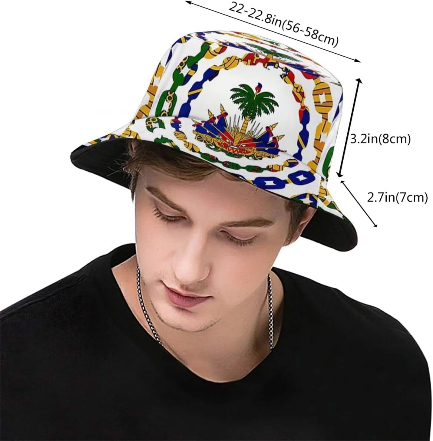 Cute Haiti Flag Bucket Hat Packable Wide Brim Sun Protection Hats Outdoor Haitian Fisherman Hats for Men and Women