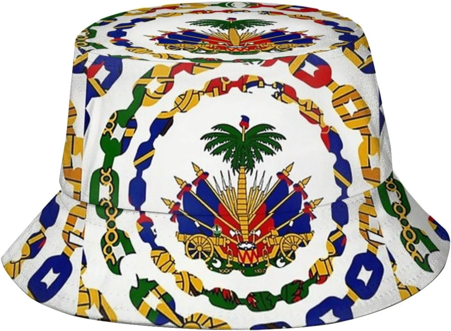 Cute Haiti Flag Bucket Hat Packable Wide Brim Sun Protection Hats Outdoor Haitian Fisherman Hats for Men and Women
