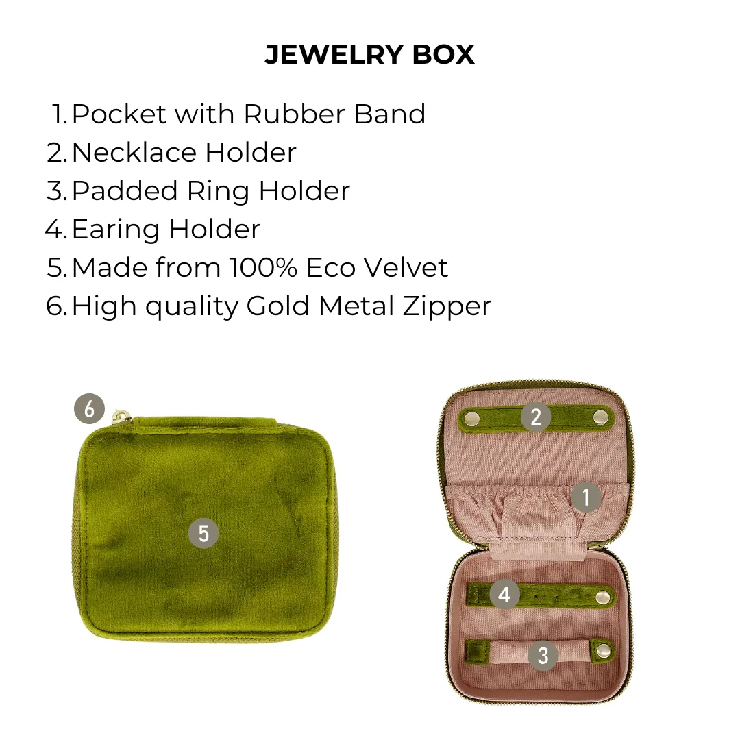 Cute Jewelry Box, Monogrammable, Green Recycled Velvet