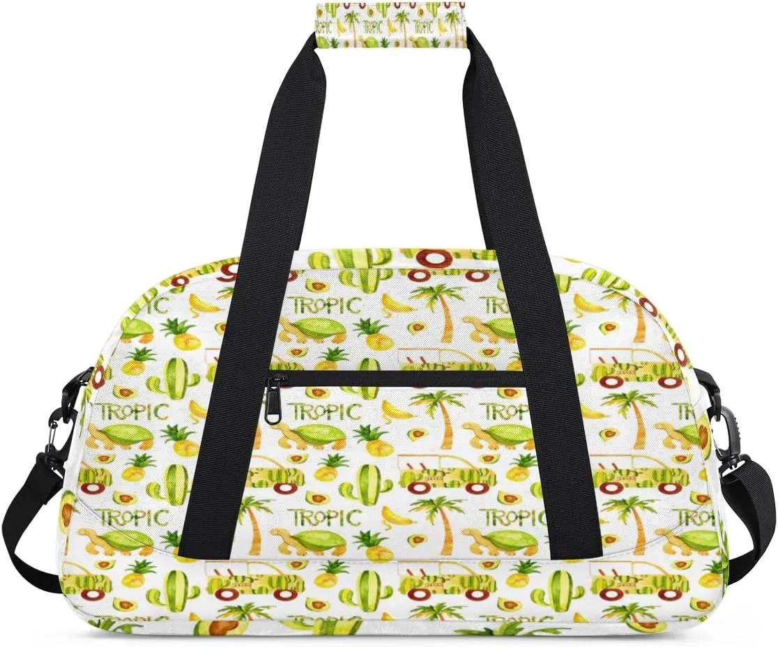 Cute Tropic Animals Kids Overnighted Duffel Bag Carry-On Size & Ideal for School Practice or Weekender Travel with Zip and Shoulder Stra for Boys & Girls