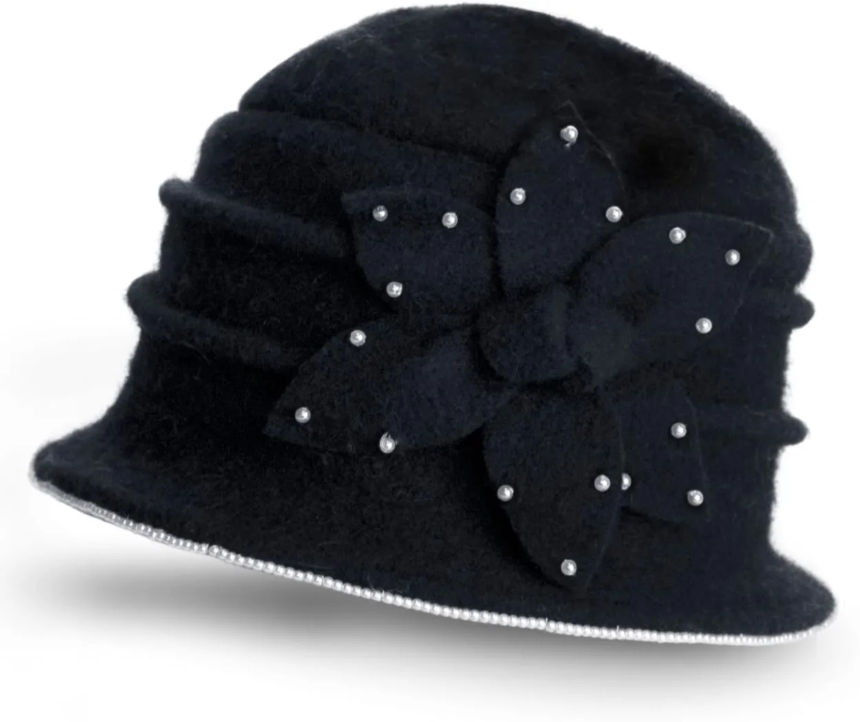 Dahlia Women's Winter Hat - Wool Vintage Cloche/Bucket Hat, Daisy Flower