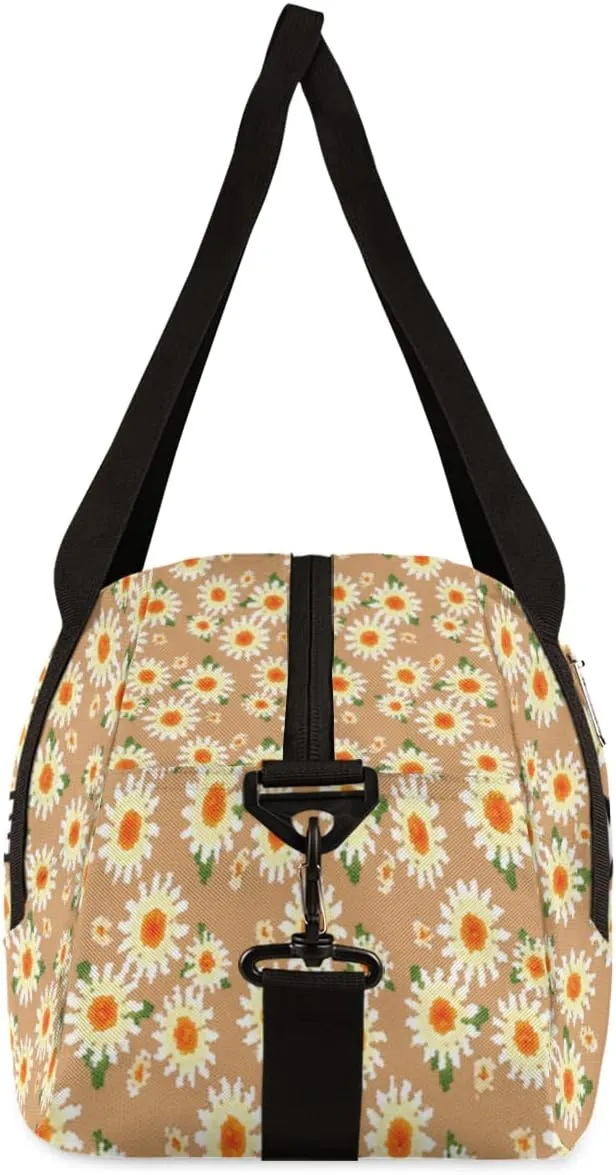 Daisy Flower Floral Personalized Kids Duffel Bag for Girls Boys, Daisy Debris Custom Dance Bag Overnight Small Duffel Bag Carry On Weekend Sports Travel Bag for School Practice Gymnastics Ballet