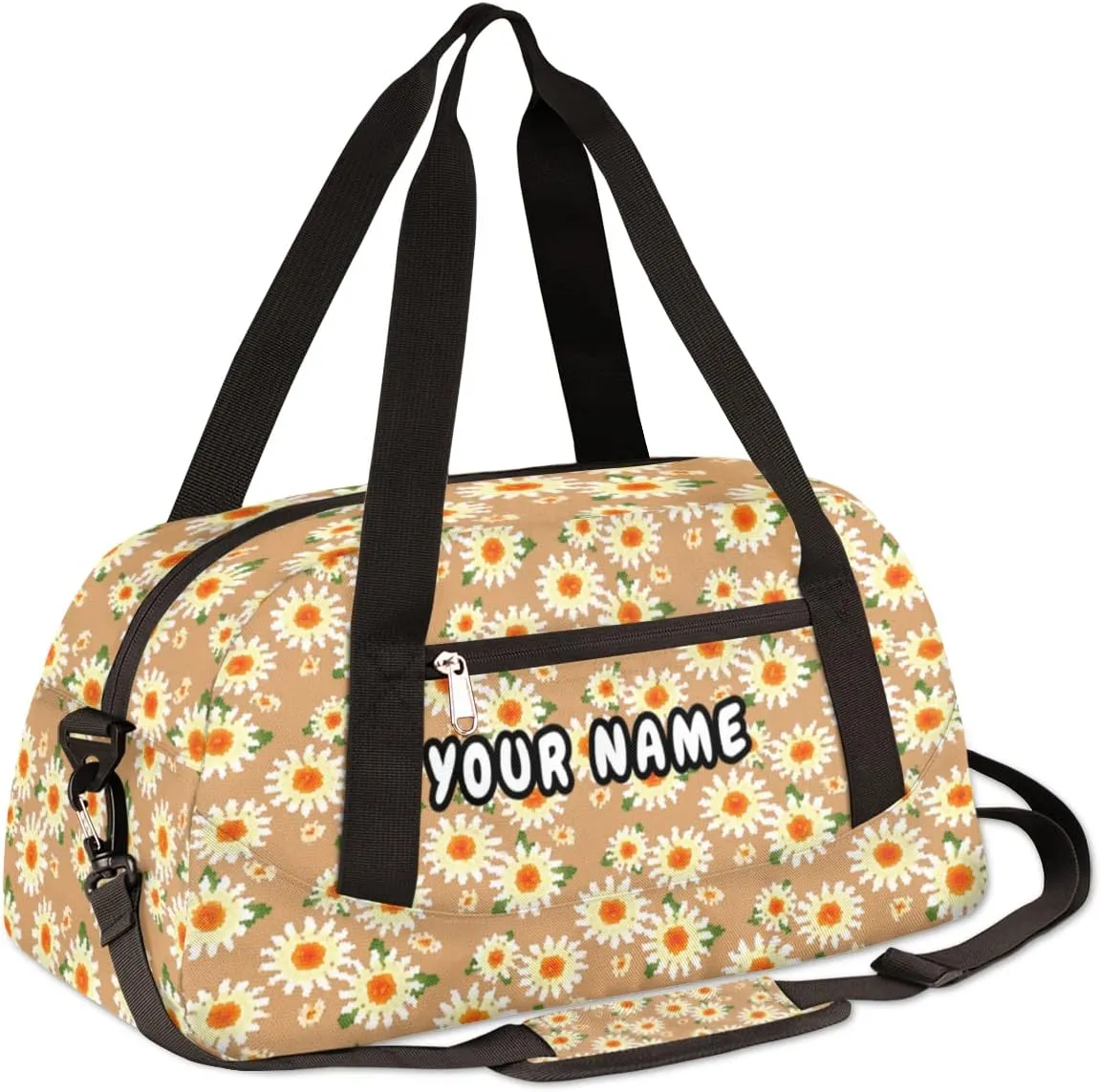 Daisy Flower Floral Personalized Kids Duffel Bag for Girls Boys, Daisy Debris Custom Dance Bag Overnight Small Duffel Bag Carry On Weekend Sports Travel Bag for School Practice Gymnastics Ballet