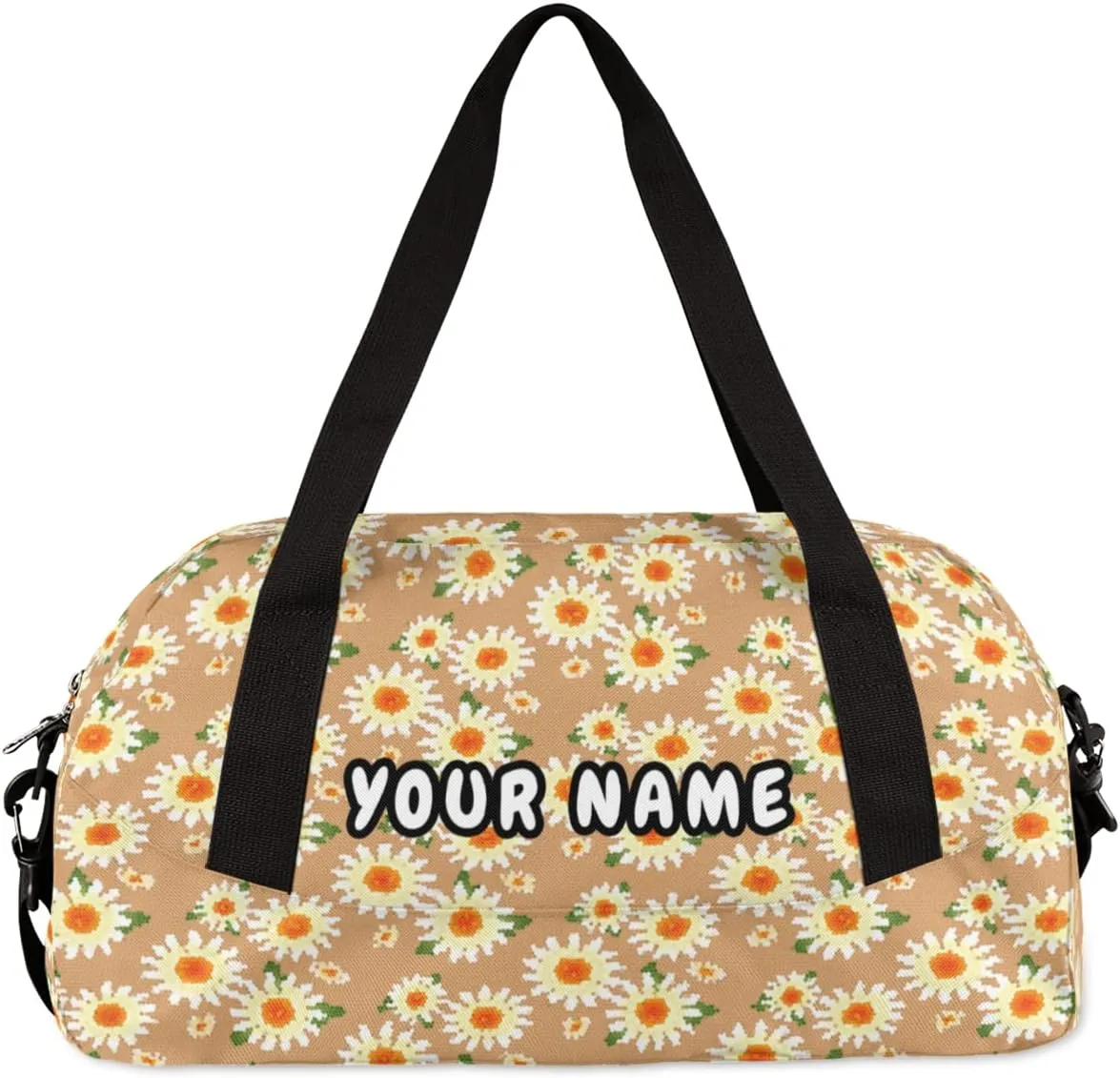 Daisy Flower Floral Personalized Kids Duffel Bag for Girls Boys, Daisy Debris Custom Dance Bag Overnight Small Duffel Bag Carry On Weekend Sports Travel Bag for School Practice Gymnastics Ballet
