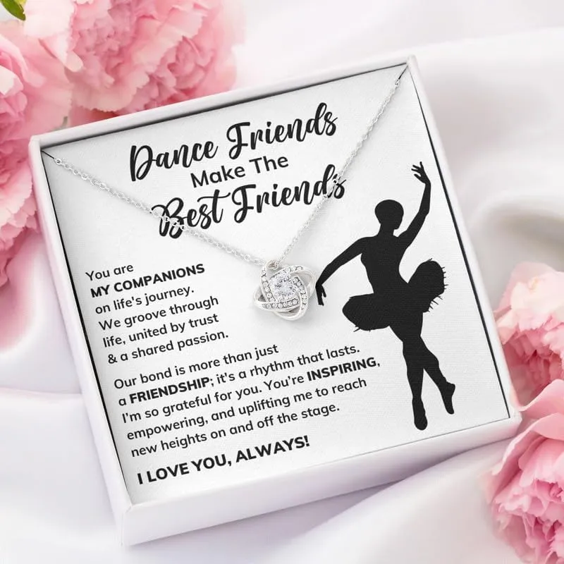 Dance Friend Necklace Message Card Box Love Knot Standard - Ballerina Dancing Recital Friendship Sister