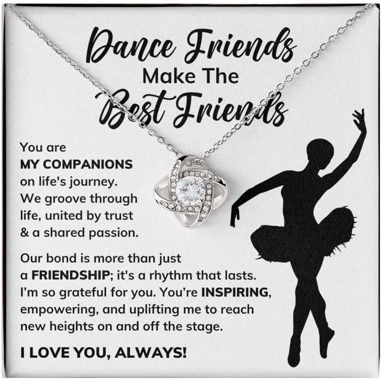 Dance Friend Necklace Message Card Box Love Knot Standard - Ballerina Dancing Recital Friendship Sister