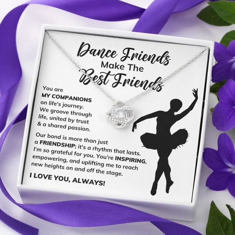 Dance Friend Necklace Message Card Box Love Knot Standard - Ballerina Dancing Recital Friendship Sister