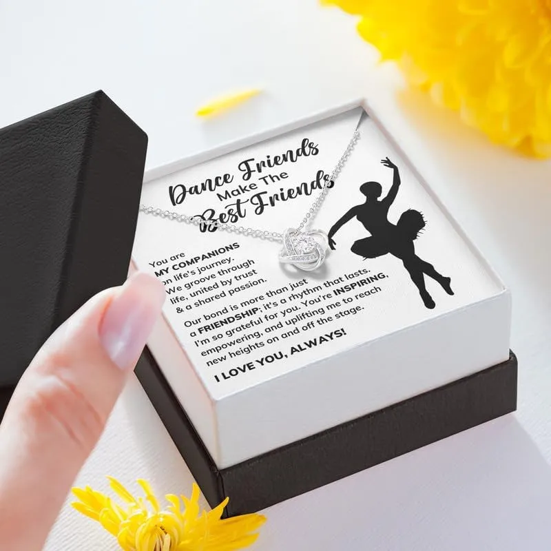Dance Friend Necklace Message Card Box Love Knot Standard - Ballerina Dancing Recital Friendship Sister