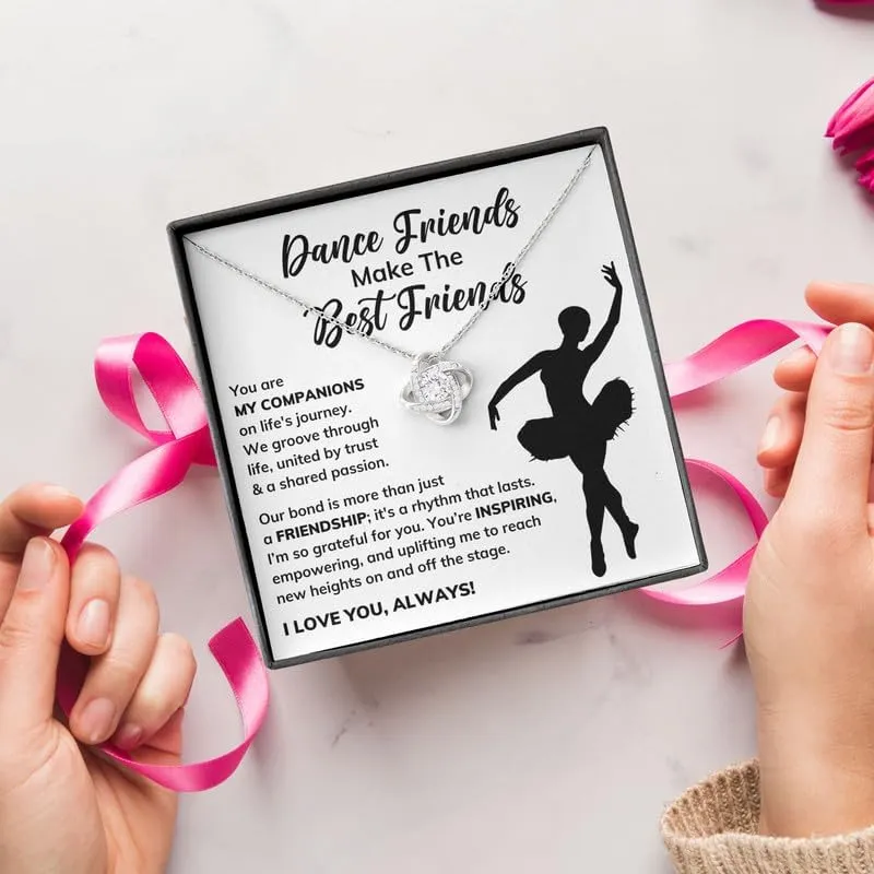 Dance Friend Necklace Message Card Box Love Knot Standard - Ballerina Dancing Recital Friendship Sister