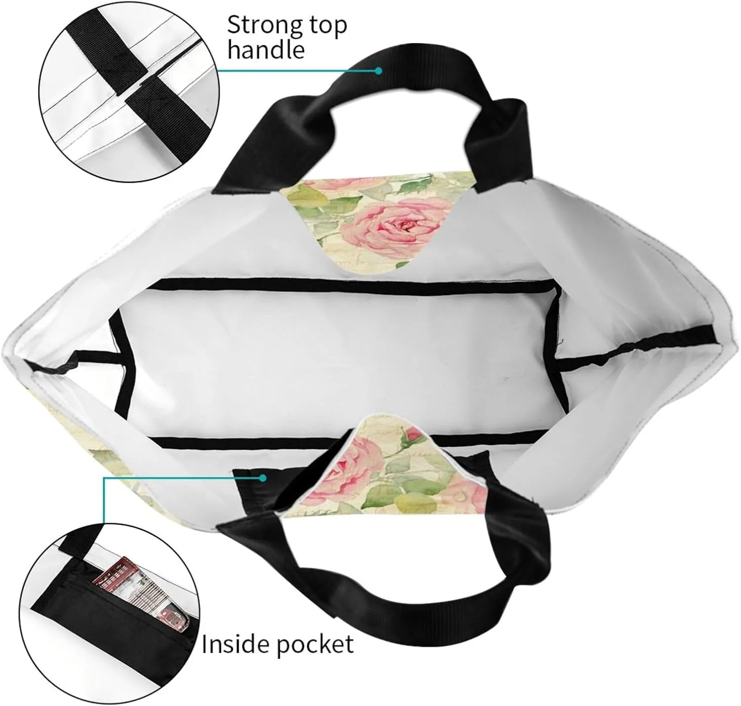 Dandelions Blow Into Birds Black Tote Bag Shopping Bag Portable Handbags Tote Shoulder Bucket Bags for Women 19.7x15.7