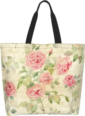 Dandelions Blow Into Birds Black Tote Bag Shopping Bag Portable Handbags Tote Shoulder Bucket Bags for Women 19.7x15.7