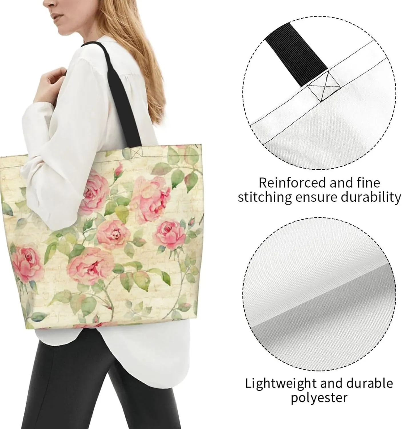 Dandelions Blow Into Birds Black Tote Bag Shopping Bag Portable Handbags Tote Shoulder Bucket Bags for Women 19.7x15.7