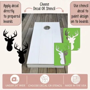 Deer Head Silhouette Outdoor Decal Stickers for Bean Bag Boards UV Resistant Cornhole Board Game Vinyl Decals or Stencil for Painting, Set/2