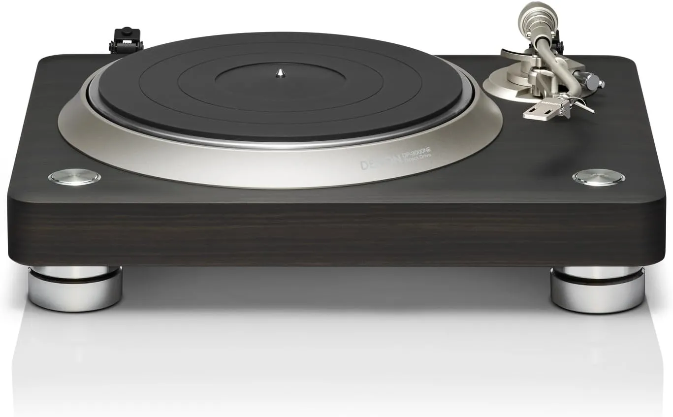 Denon DP-3000NE Record Player, Modern Turntable for 33-1/3, 45, and 78 RPM Vinyl Records, Matte Dark Ebony Wood Veneer Finish, Removable Dust Cover, Special S-Shaped Tonearm