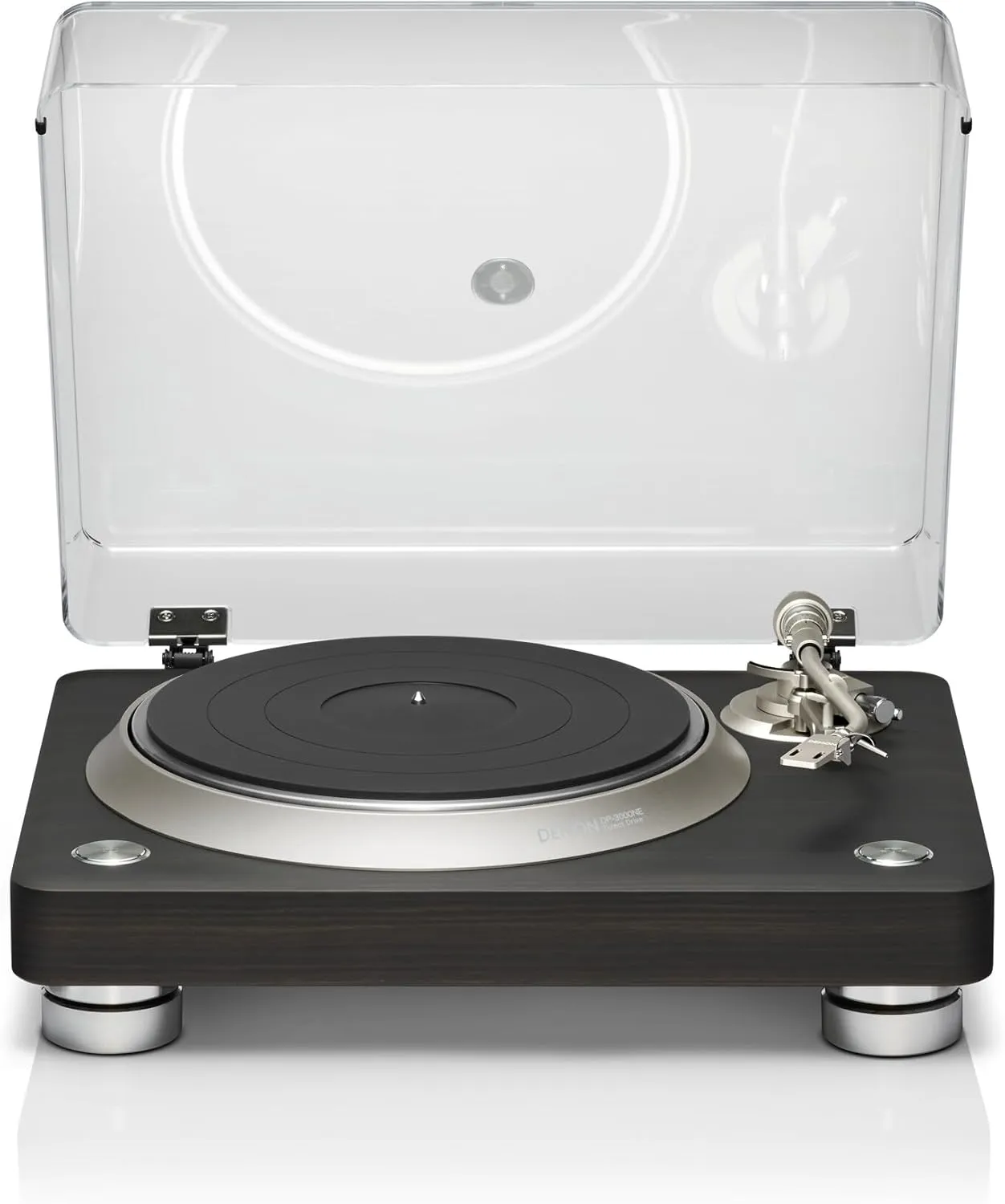 Denon DP-3000NE Record Player, Modern Turntable for 33-1/3, 45, and 78 RPM Vinyl Records, Matte Dark Ebony Wood Veneer Finish, Removable Dust Cover, Special S-Shaped Tonearm