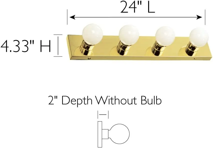 Design House 500868 4-Light Vanity Strip Light Contemporary Dimmable for Bathroom, Bedroom, Makeup Vanity, Polished Brass