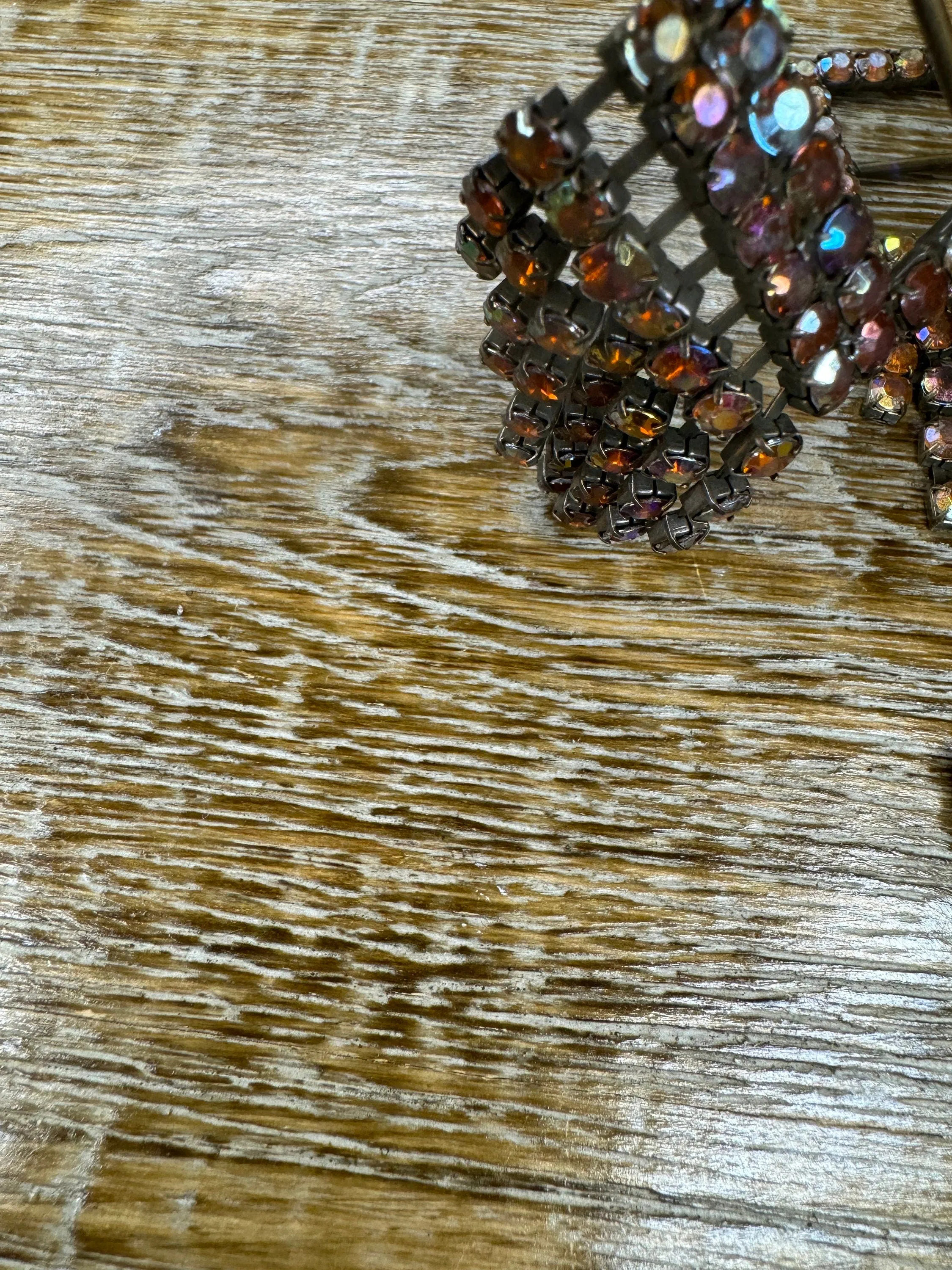 Diamanté Rhinestone Dangle Buckle, Antique Brass, Rhinestones, Swimwear, Tops, Clothing, Bags, Jewellery, 3cmx8cm