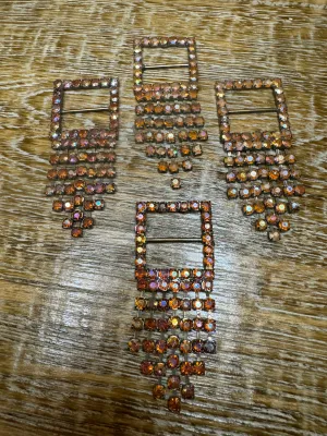Diamanté Rhinestone Dangle Buckle, Antique Brass, Rhinestones, Swimwear, Tops, Clothing, Bags, Jewellery, 3cmx8cm