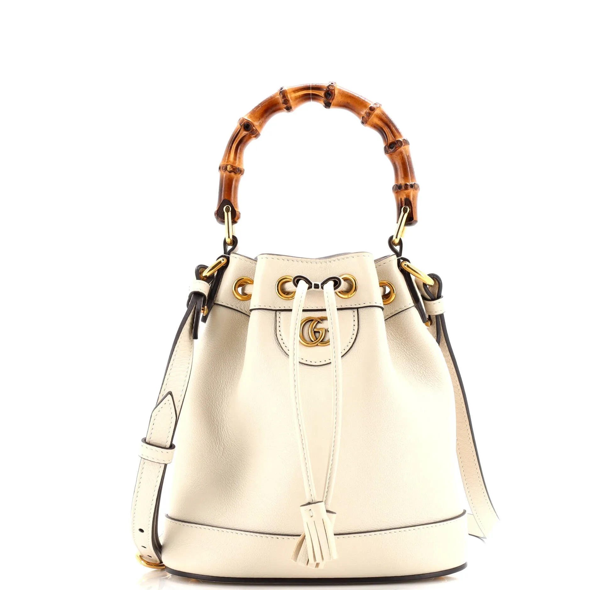 Diana NM Bamboo Drawstring Bucket Bag Leather Mini