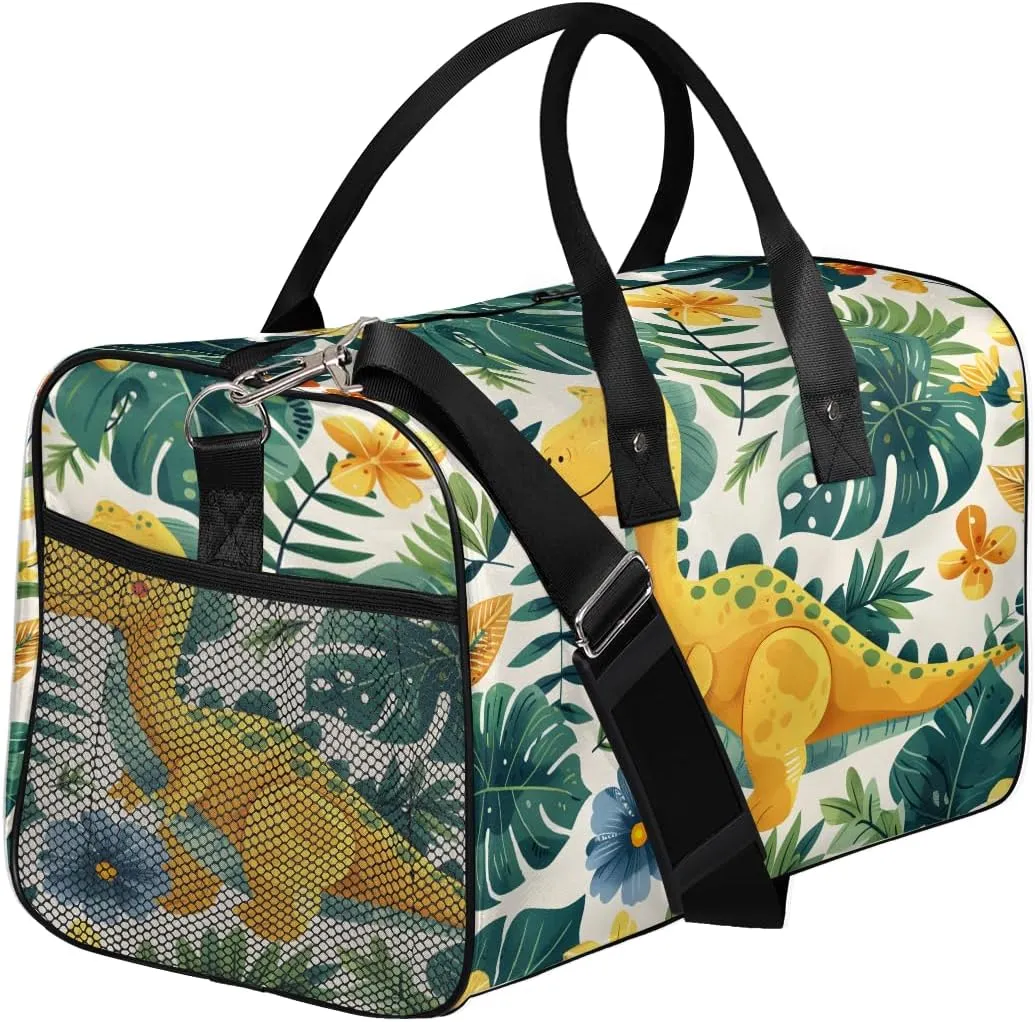 Dinosaur Design Travel Duffle Bag for Women Men Foldable Waterproof Weekender Bag Carry on Tote for Overnight Sports Gym Jungle Dinosaur
