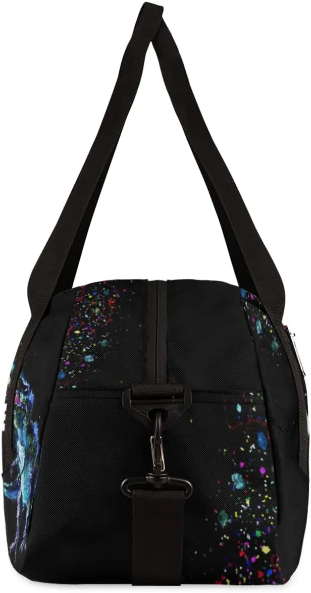 Dinosaur Space Personalized Kids Duffel Bag for Girls Boys, Dinosaur Debris Custom Dance Bag Overnight Small Duffel Bag Carry On Weekend Sports Travel Bag for School Practice Gymnastics Ballet