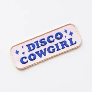 Disco Cowgirl Embroidered Iron on Patch: No