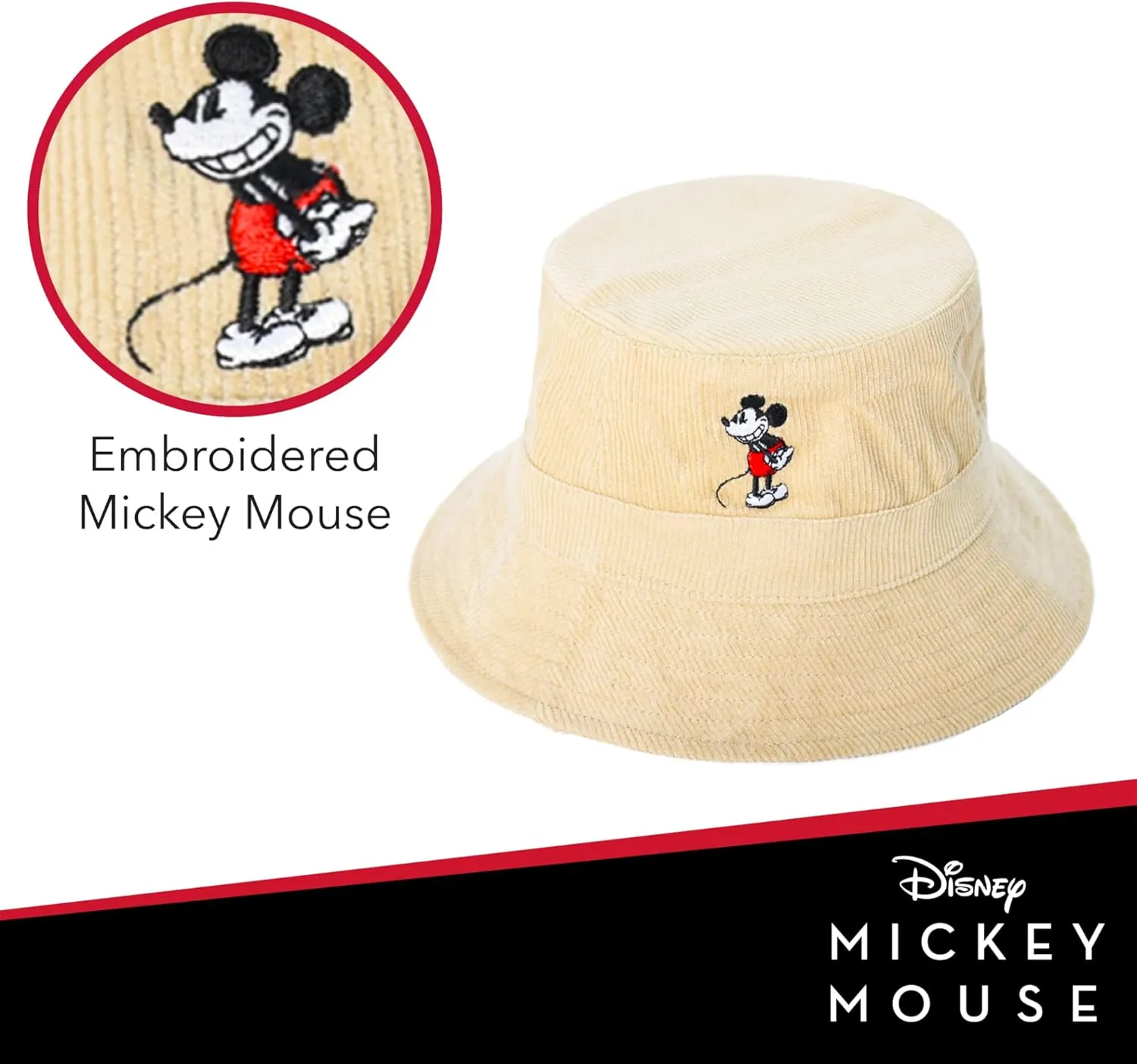 Disney Mickey Mouse Bucket Hat, Packable Travel Hat