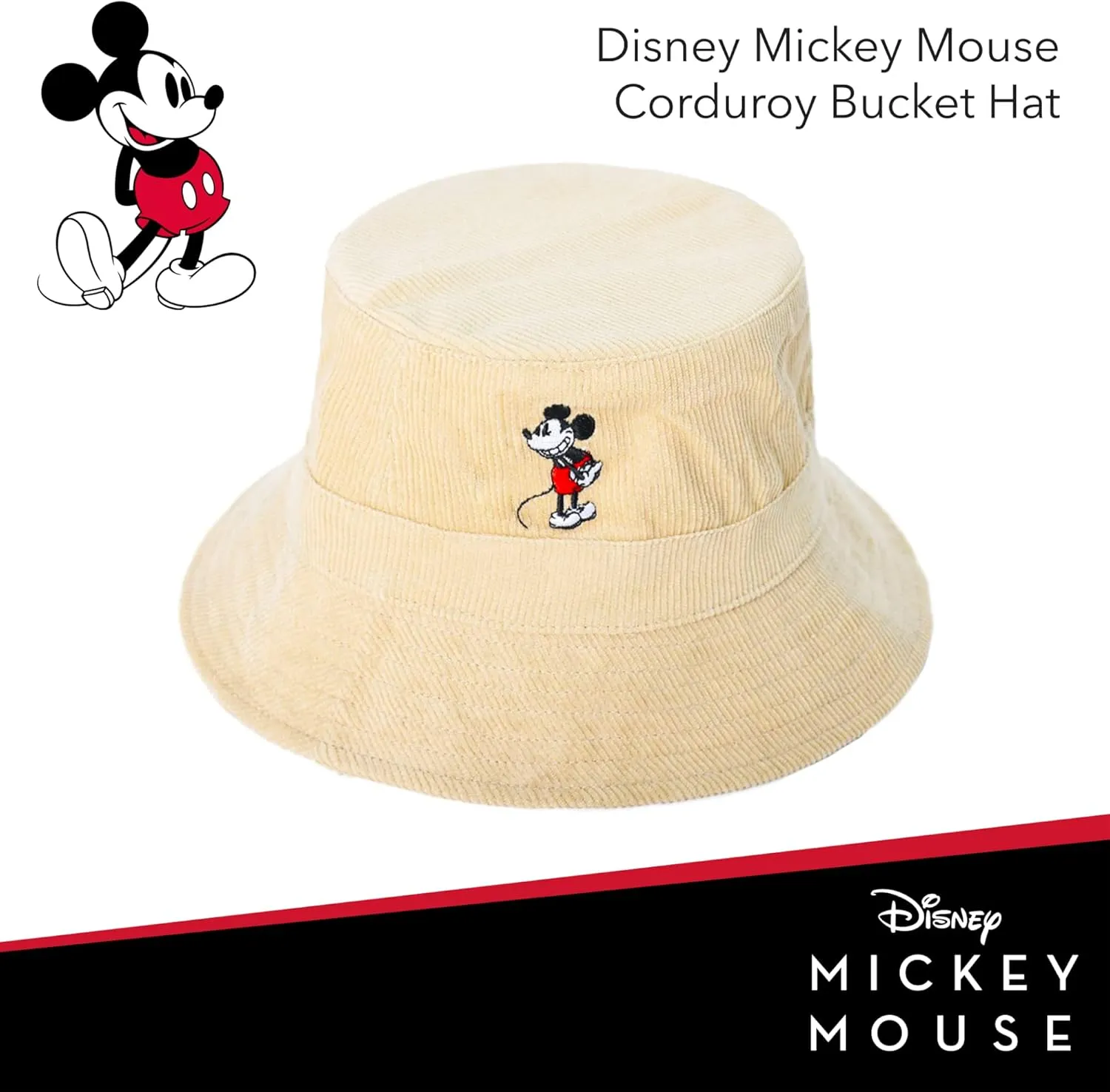 Disney Mickey Mouse Bucket Hat, Packable Travel Hat