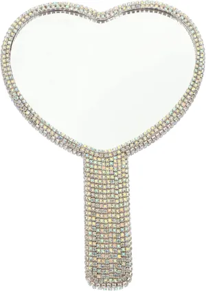DOITOOL 2pcs Small Square Mirror Women's Makeup Mirror Portable Hand Rhinestone Decorative Travel Easy to Carry