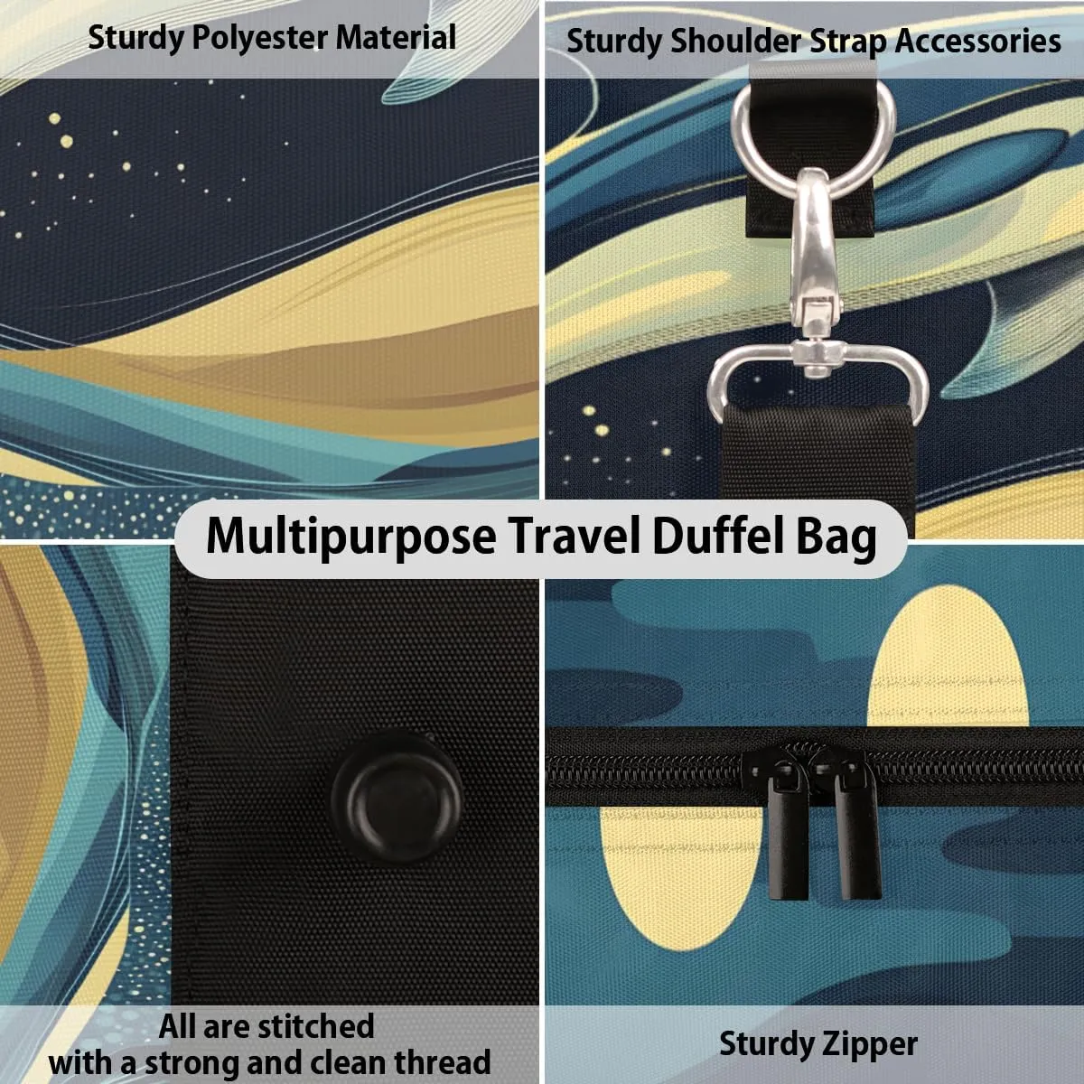 Dolphins Jumping Travel Duffle Bag for Women Men Gym Duffel Foldable Bag Waterproof Weekender Sea Sky Duffle Tote