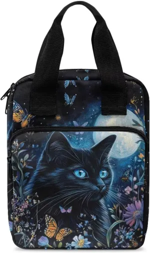 Dolyues Black Cat Bible Cover Bible Bag Journal Case Flowers Bible Carrying Case for Women Men Bible Gift Book Protector for Book Lovers