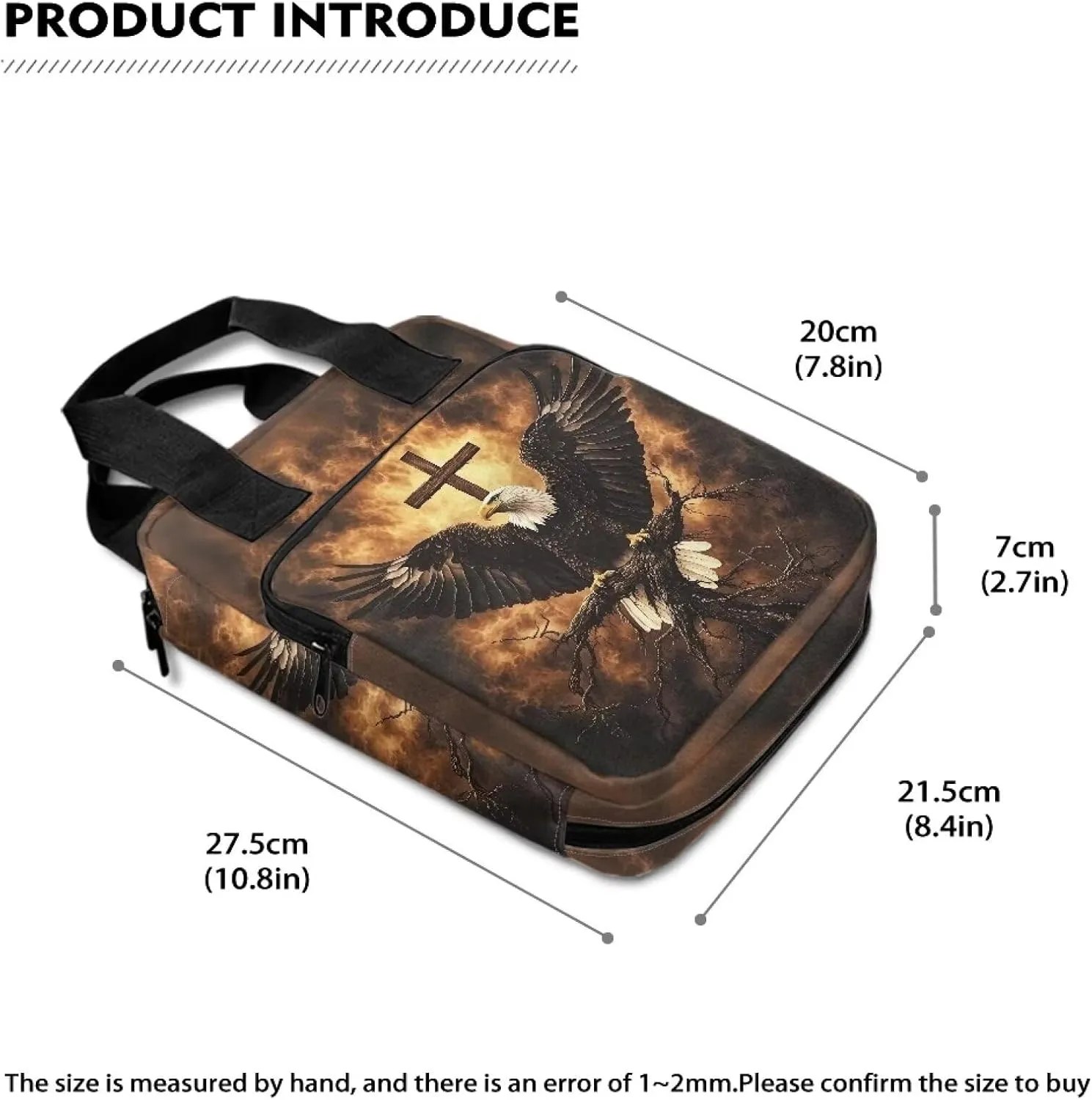 Dolyues Eagle Cross Stylish Floral Bible Cover Bag for Women | Bible Proverbs Zip-Around Case with Handle and Pockets | Functional and Elegant Bible Storage Solution
