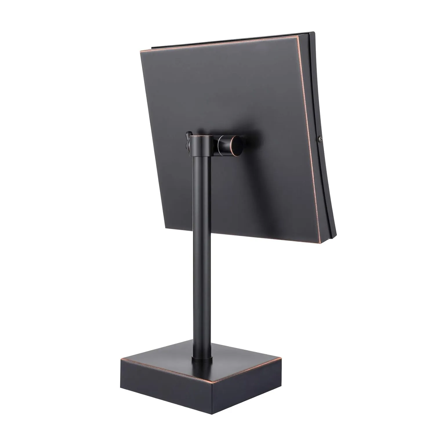 DOWRY Tabletop LED Lighted 5X Magnifying Square Makeup Mirror with plug,8 Inch, Polished Oil Rubbed Bronze Finished