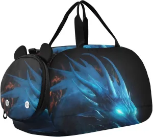 Dragon Duffle Bag for Girl, Sports Duffle Gym Bags with Shoe Compartment, Personalized Overnight Bag Travel Weekender for Kids