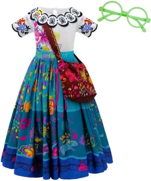 Dressy Daisy Magical Family Girls Maribel Isabella Fancy Dress Up Halloween Costume with Bag & Glasses & Wig Size 2T to 10