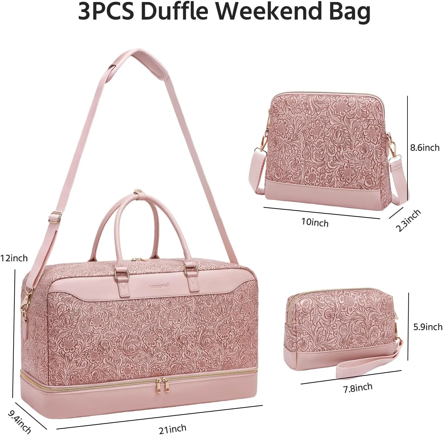 Duffle Bag for Travel,Weekender Bags for Women with Toiletry Bag,Carry On Overnight Bag,40L Gym Bags for Women,Personal Item Travel Bag with Shoe Compartment