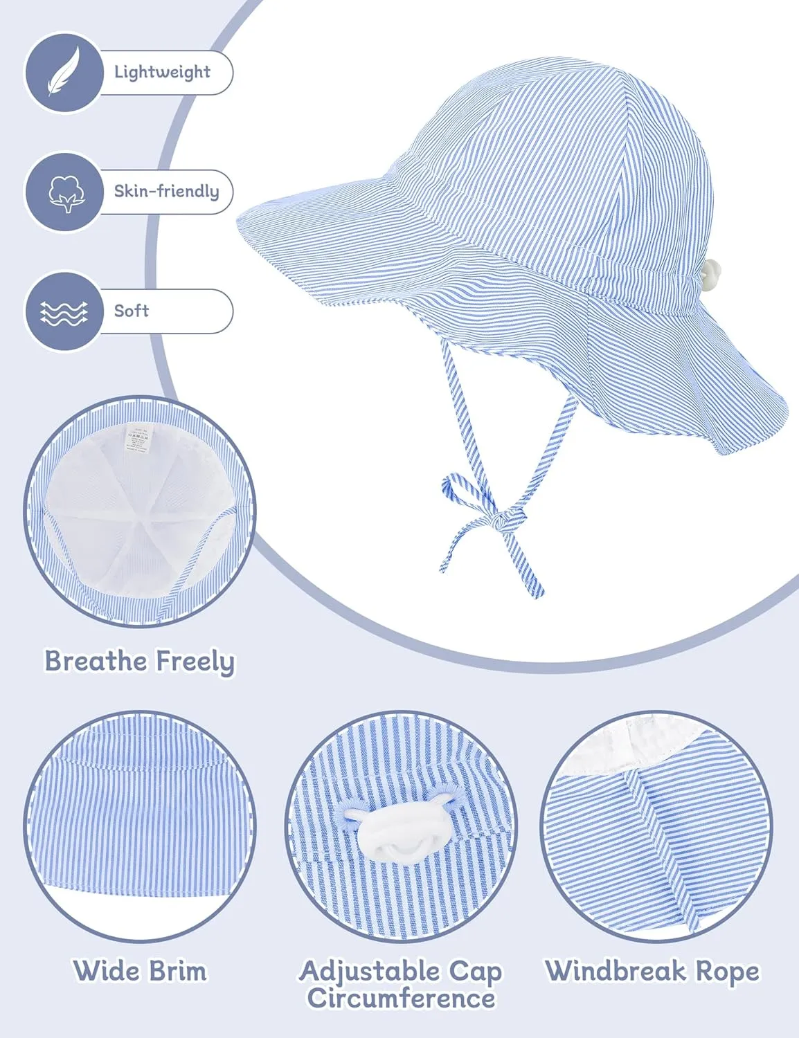 Durio Baby Sun Hat UPF 50  Sun Protection Hat Boy Girl Baby Sunglasses with Strap Wide Brim Baby Bucket Hat Toddler Beach Hat