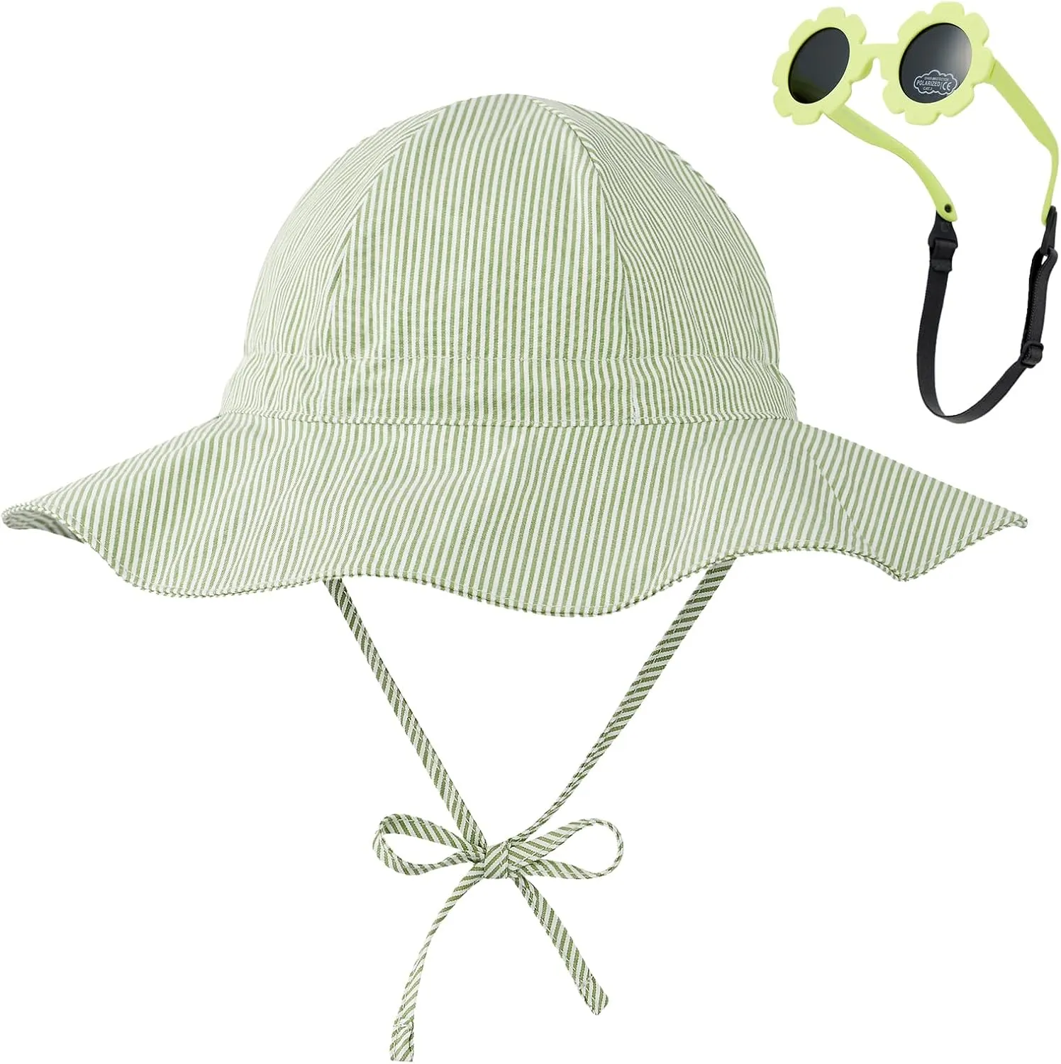 Durio Baby Sun Hat UPF 50  Sun Protection Hat Boy Girl Baby Sunglasses with Strap Wide Brim Baby Bucket Hat Toddler Beach Hat