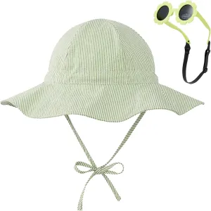 Durio Baby Sun Hat UPF 50  Sun Protection Hat Boy Girl Baby Sunglasses with Strap Wide Brim Baby Bucket Hat Toddler Beach Hat