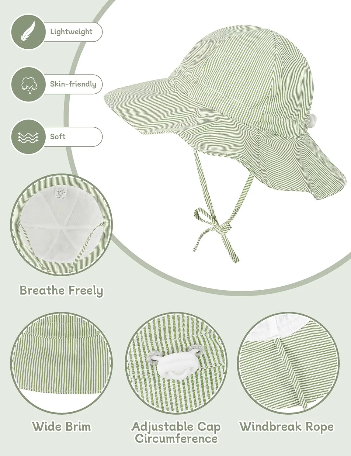 Durio Baby Sun Hat UPF 50  Sun Protection Hat Boy Girl Baby Sunglasses with Strap Wide Brim Baby Bucket Hat Toddler Beach Hat