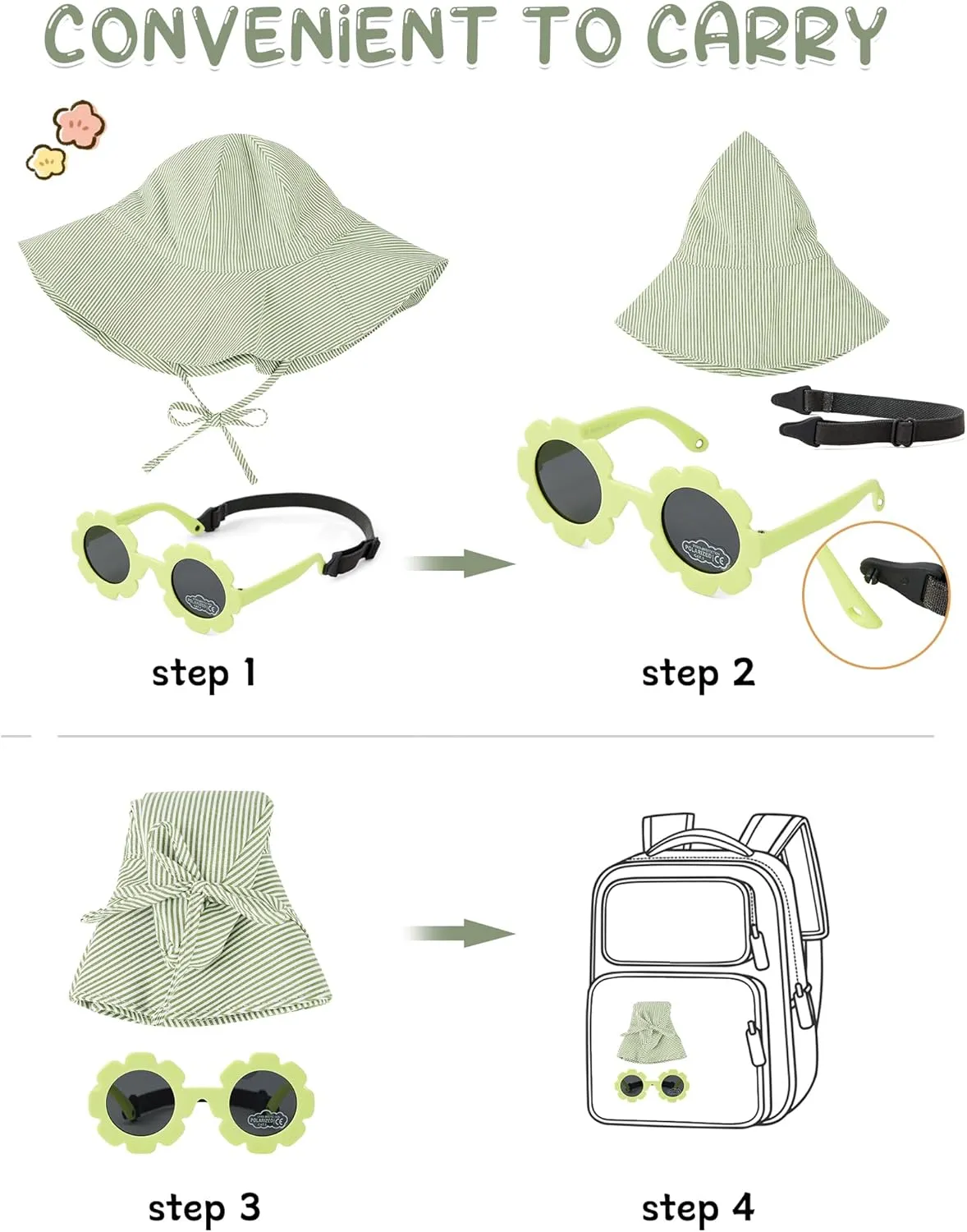 Durio Baby Sun Hat UPF 50  Sun Protection Hat Boy Girl Baby Sunglasses with Strap Wide Brim Baby Bucket Hat Toddler Beach Hat