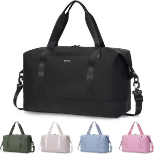 ECOHUB Travel Duffle Bag, Personal Item Travel Bag 18x14x8 Underseat, Water - Resistant Gym Bag, Weekend Travel Essentials Bags, 30L Black