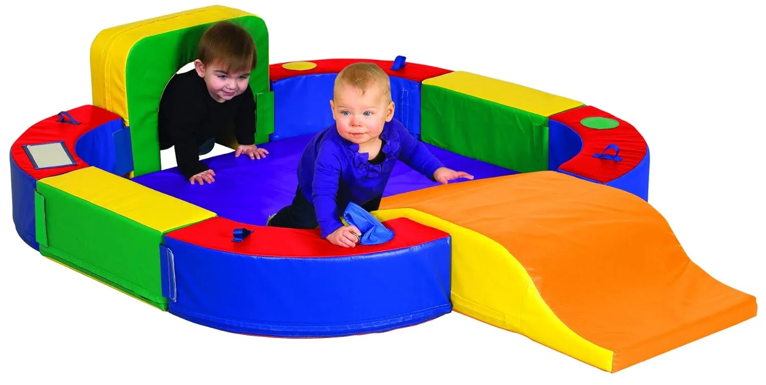ECR4Kids ELR-12637 SoftZone Discovery Center with Tunnel and Slide Playset, Assorted