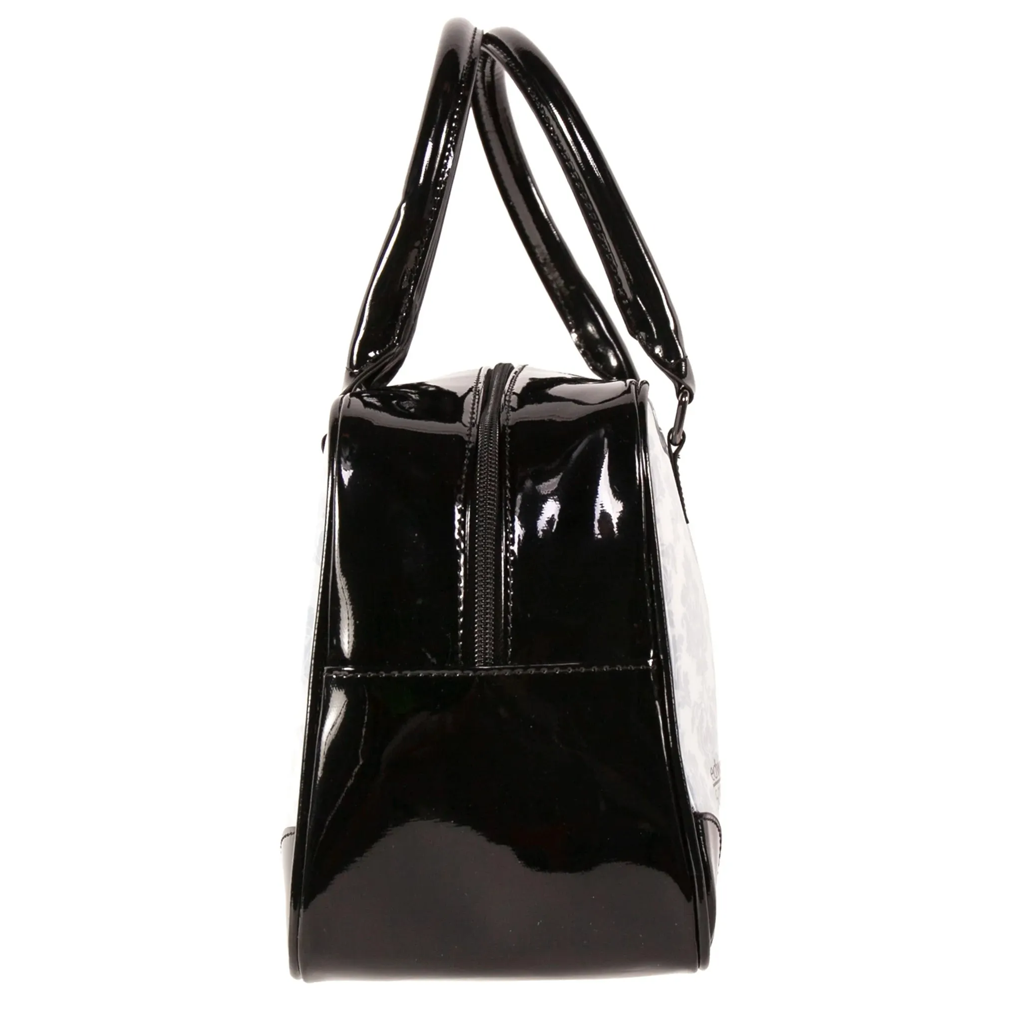 Edward Scissorhands fleur-de-lis black/white vegan leather bowler handbag