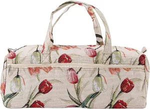 Ejoyous Knitting Project Storage Travel Bag, Large Knitting Organizer Bag Moving Bag Closet Organizer for Sweater, for Extra Long Knitting Needles and Hooks 15.75 X 5.51 X 5.51inch, rose jacquard